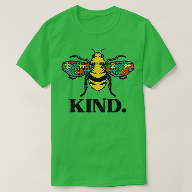 Bee Kind Puzzle Cute Autism Awareness Acceptance A T-Shirt (Design Front)