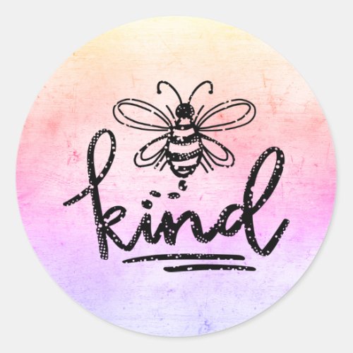 Bee Kind Rainbow Ombre Classic Round Sticker