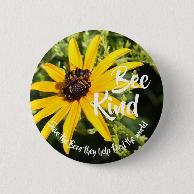 Bee Kind Save the Bees Button (Front)