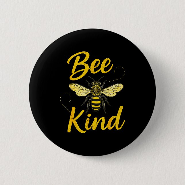 Bee Kind Sitive Quote Cute Funny Design For Kids  Button (Front)