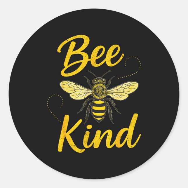 Bee Kind Sitive Quote Cute Funny Design For Kids  Classic Round Sticker (Front)