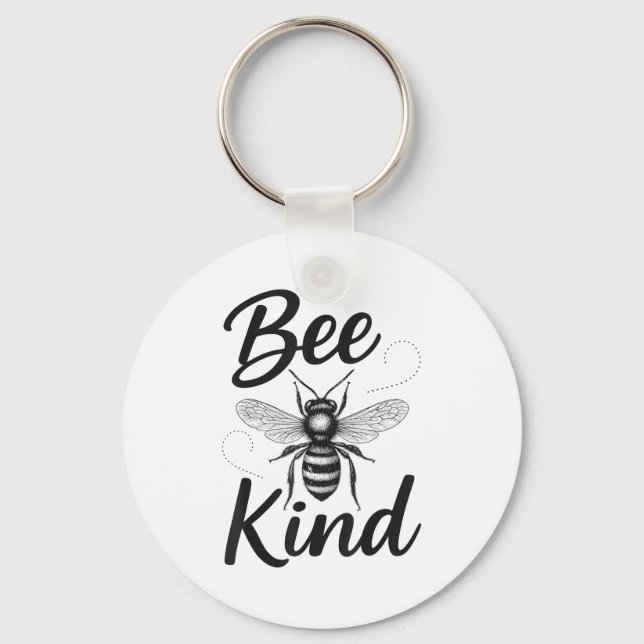 Bee Kind Sitive Quote Cute Funny Design For Kids  Keychain (Front)
