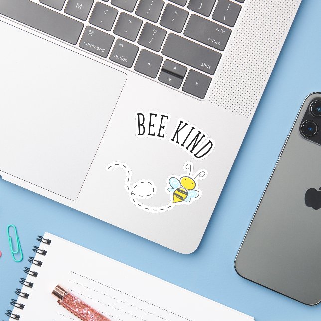 Bee Kind Sticker (Laptop w/ iPhone)