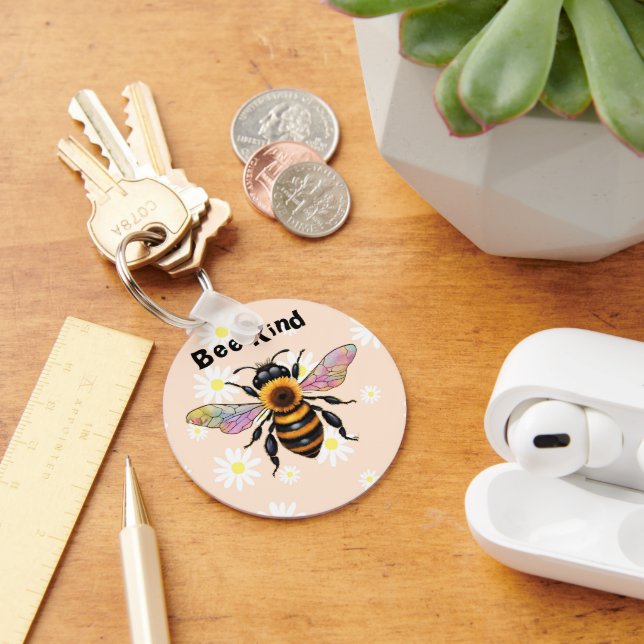 Bee Kind Sunflower Bee Keychain (Desk)