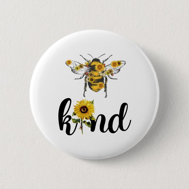 Bee Kind Sunflower Button (Front)