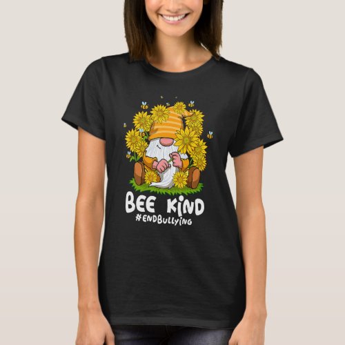 Bee Kind Sunflower Gnome Unity Day Orange Anti Bul T_Shirt