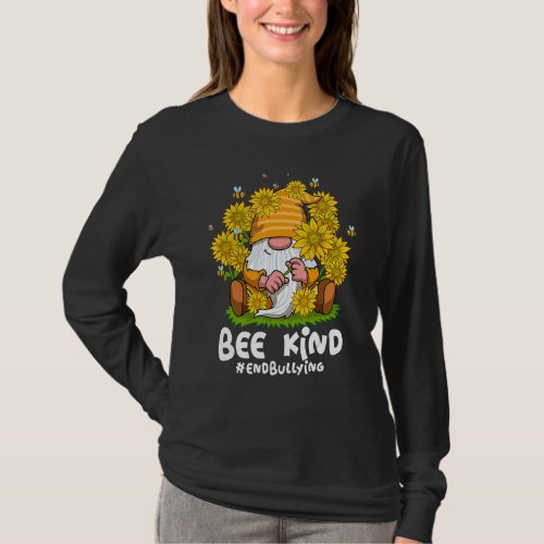 Bee Kind Sunflower Gnome Unity Day Orange Anti Bul T_Shirt