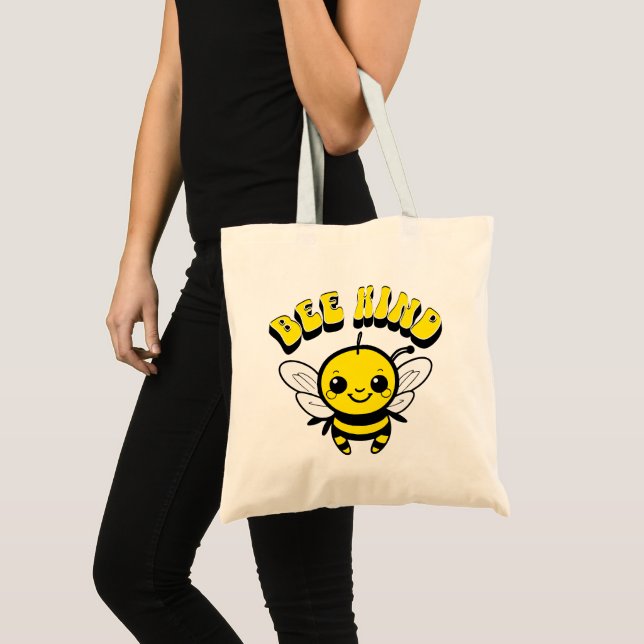 Bee kind text design tote bag (Front (Product))