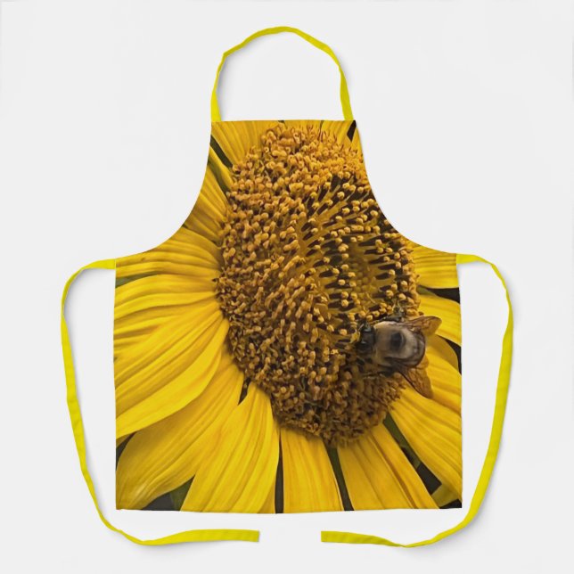 Bee Kind to the Cook Sunflower and Bumblebee Apron (Front)