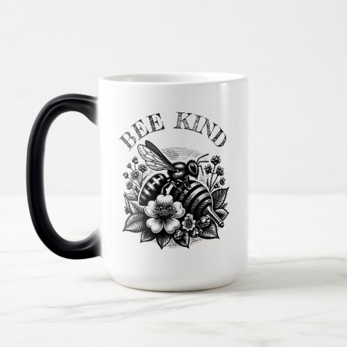 Bee Kind  Vintage Honey and Flowers Personalized Magic Mug