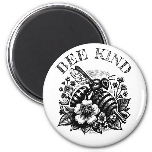 Bee Kind  Vintage Honey and Flowers Quote Magnet