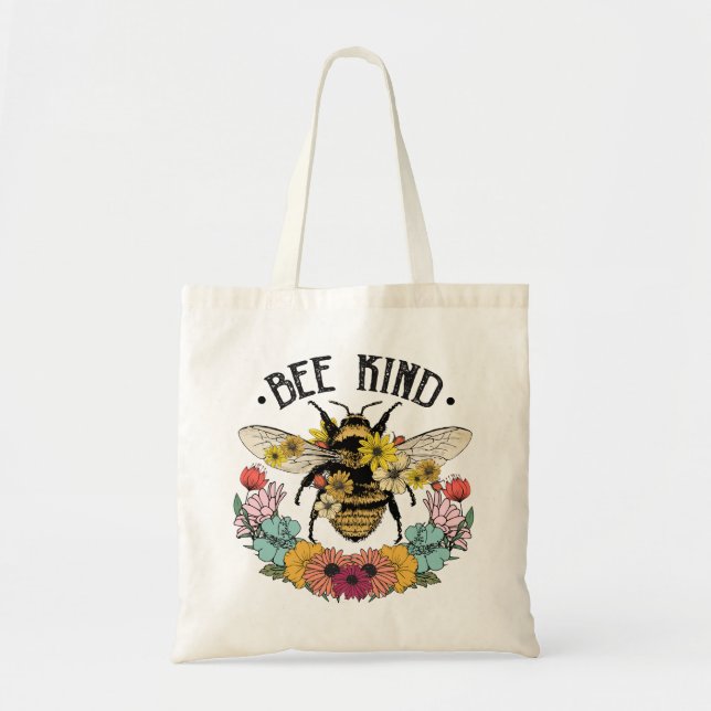 Bee Kind Wild Flower Sublimation Tote Bag (Front)
