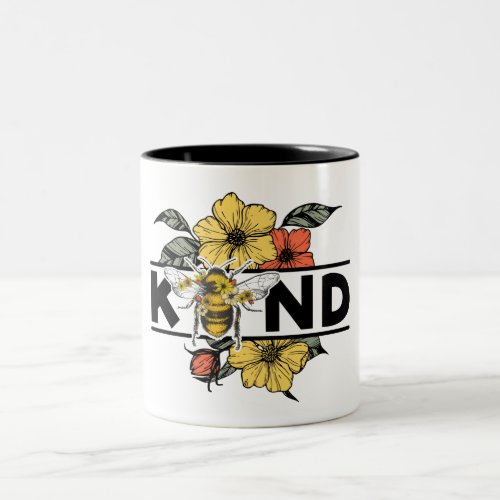 Bee Kind Wild Flower Two_Tone Coffee Mug