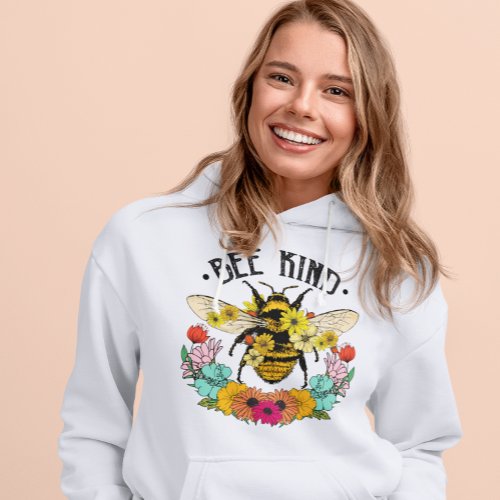 Bee Kind Wild Flowers Graphic Casual  Hoodie