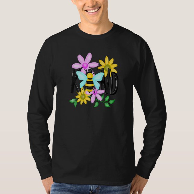 Bee Kind Women Cute Flower Be Kind Blessed T-Shirt (Front)
