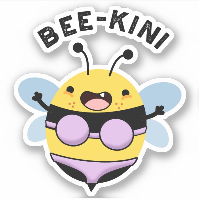 Bee-kini Funny Bee Puns  Sticker (Front)