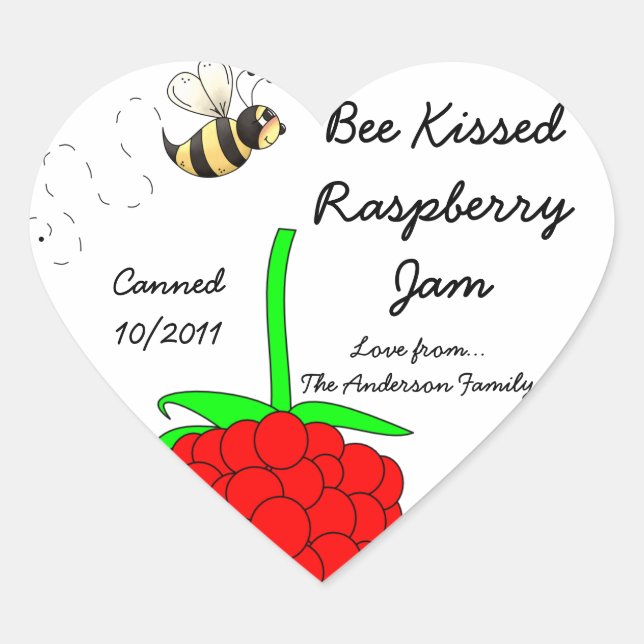 Bee Kissed Raspberry Jam Jar Label (Customize) (Front)