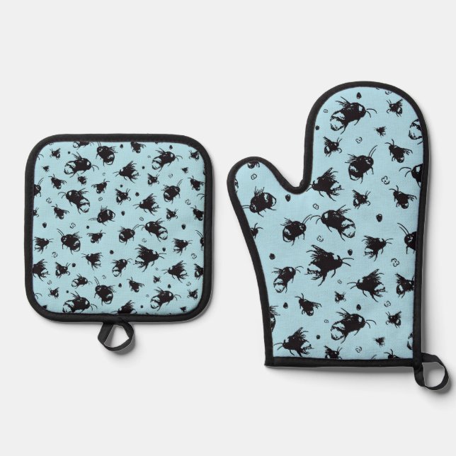 Bee Kitchen Set: Oven Mitt & Pot Holder Gift  Oven Mitt & Pot Holder Set (Front)