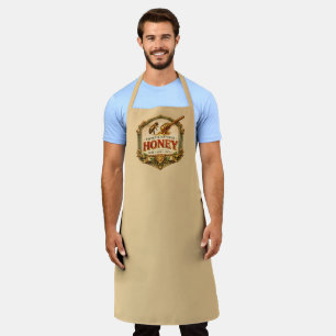 Bee label vintage honey crest beekeeper beige apron