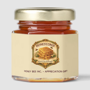 Bee label vintage honeycomb jar sticker beige honey jar favors