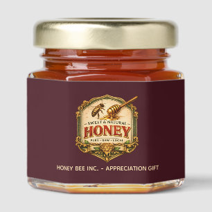 Bee label vintage jar sticker natural honey plum favors
