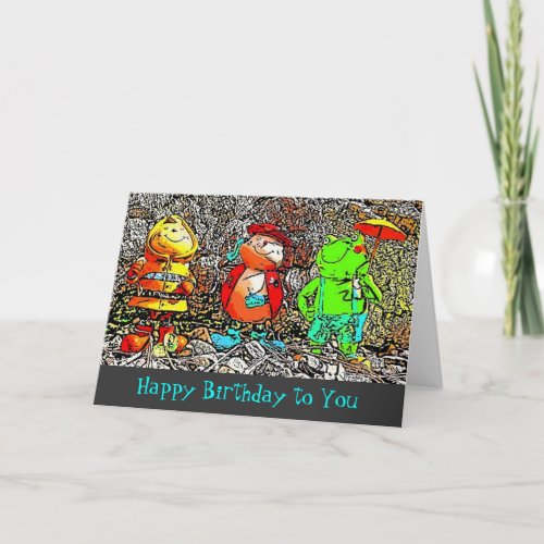 Bee Ladybird and Frog Birthday Card