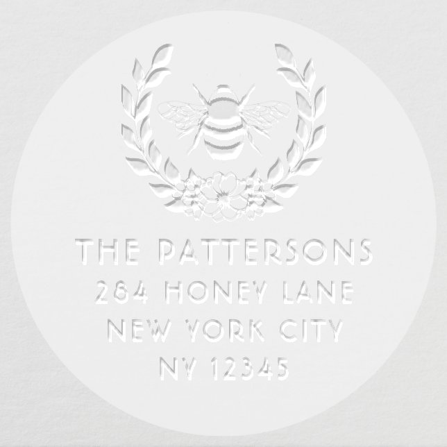 Bee Laurel Wreath Personalized Name Return Address Embosser (Design)
