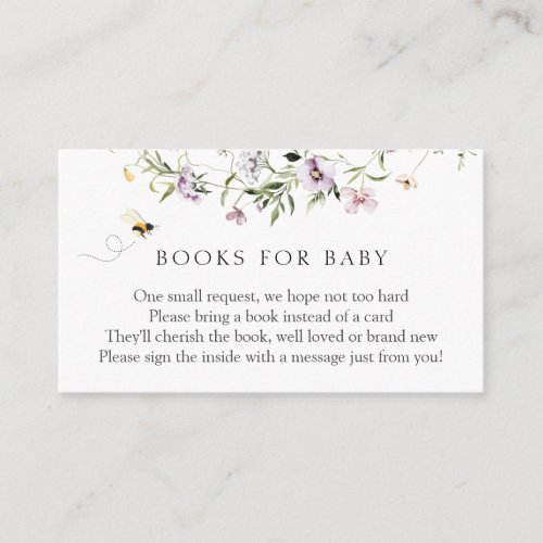 Bee Lavender Wildflowers Books for Baby Enclosure Card