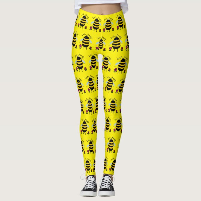 Bee Leggings Be Happy Cartoon (Front)