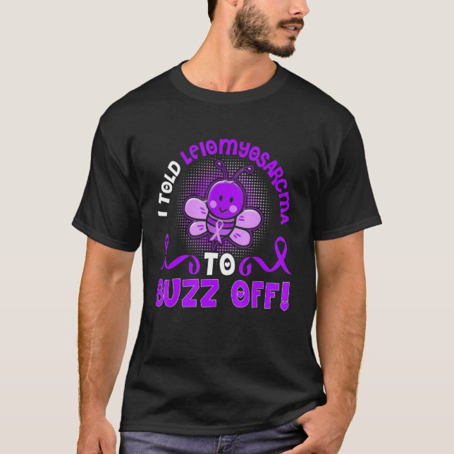 Bee Leiomyosarcoma Warrior Buzz Off Purple Ribbon T-Shirt (Front)