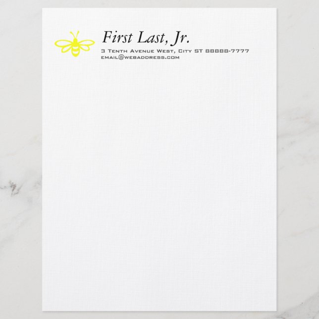 Bee [lemon] letterhead (Front)