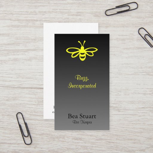 Customizable Bee [lemon] on Gradient [black] Business Cards