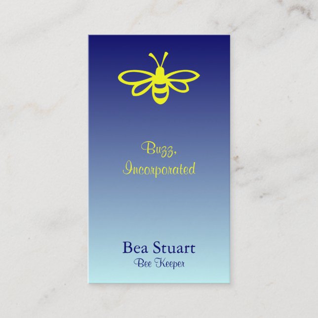 Bee [lemon] on Gradient [sky] Business Card (Front)
