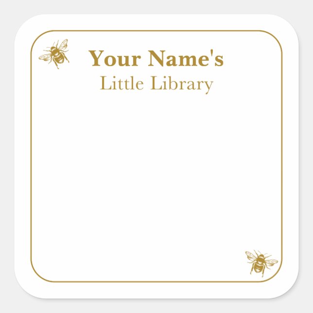 Bee Library Labels Book Greeting Card  (Front)