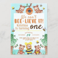 Bee-lieve It Honey Bear Birthday Invitation
