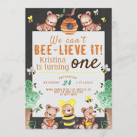 Bee-lieve It Honey Bear Birthday Invitation