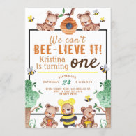 Bee-lieve It Honey Bear Birthday Invitation