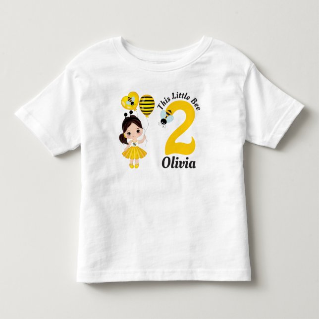Bee Little Cute Girl Birthday Toddler T-Shirt (Front)