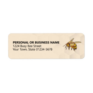 Bee Logo and Honeycomb Watermark Satin Gold Label