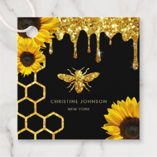 bee logo and sunflowers favor tags