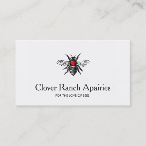 Bee Logo Beekeeping Apairy Bumblebee with Heart Business Card