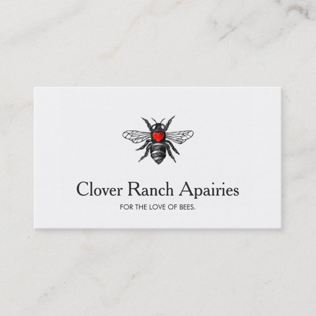 Bee Logo Beekeeping Apairy Bumblebee with Heart Business Card (Front)