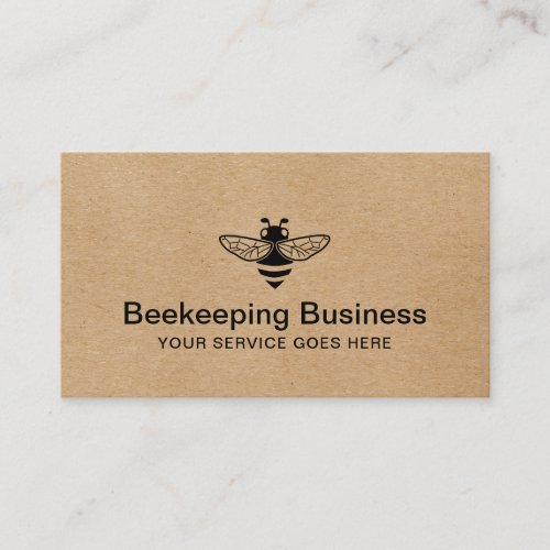 Bee Logo Beekeeping Honey Apiary Rustic Kraft Business Card