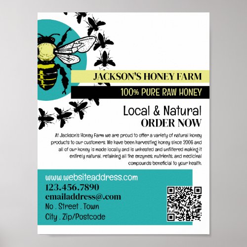 Bee Logo _ Beeyard Honey Farm Advertising Poster