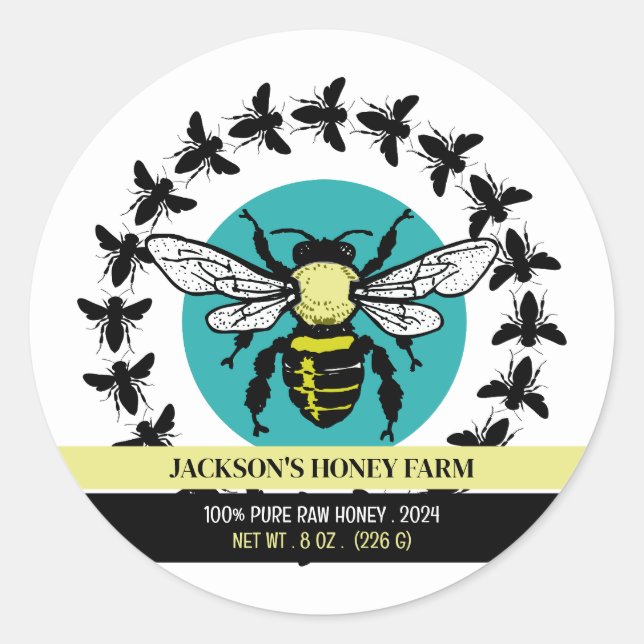 Bee Logo - Beeyard, Honey Farm Product Label (Front)