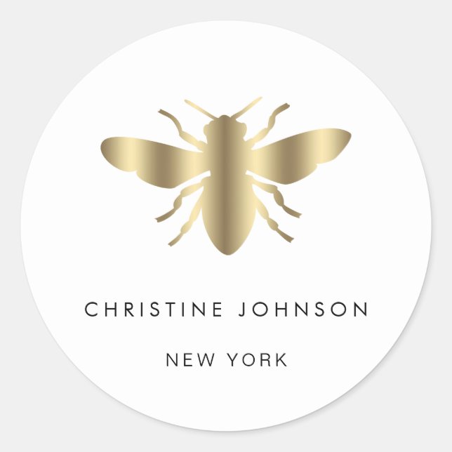 bee logo classic round sticker (Front)