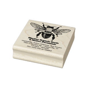 Bee Logo Holder Plant Nursery Garden Business Rubber Stamp