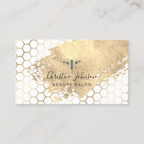 bee logo on FAUX gold paint stroke Business Card