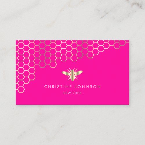 bee logo on neon pink business card