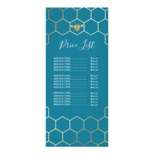 bee logo price list on mosaic blue rack card